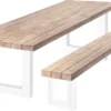 Salon De Jardin Douglas | Table De Jardin 280 X 100 Cm + Banc De Jardin - Pieds En U Acier Witte + Forfait Entretien Temporaire Gratuit - Montage Compris