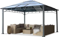 Pavillon De Jardin 4x4 M Cadre En Aluminium Toit En Polycarbonate Environ 8 Mm Pavillon Tente De Jardin Sans Parois Latérales