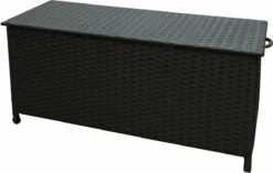 Boîte à Coussins Kynast Boîte à Coussins De Jardin En Rotin De 260 Litres Avec Couvercle Et Ressorts à Gaz 133x55x63cm