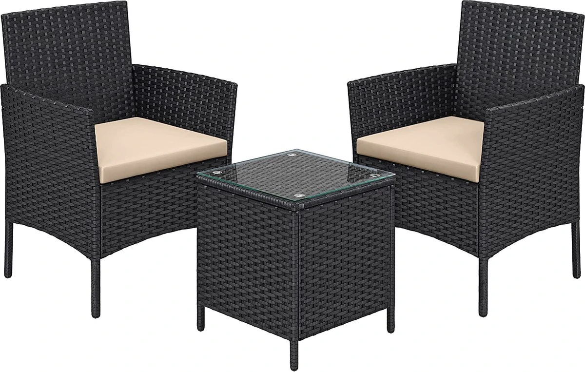 LIVINGSIGNS Mobilier De Balcon, Salon De Jardin, En Polyrotin PE, Salon, Table Et 2 Chaises, Mobilier De Terrasse, Outdoor, Pour Terrasse, Balcon, Jardin, Rosée Noire 1 LIVINGSIGNS Mobilier De Balcon, Salon De Jardin, En Polyrotin PE, Salon, Table Et 2 Chaises, Mobilier De Terrasse, Outdoor, Pour Terrasse, Balcon, Jardin, Rosée Noire