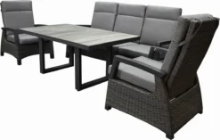 Dallas Chaise Canapé Salle à Manger Ensemble De Salon 4 Pièces Réglable Anthracite