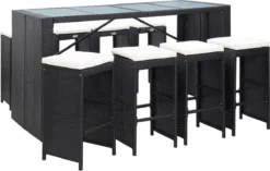 Ensemble De Bar De Jardin Premium - Ensemble De Bar De Jardin 9 Pièces Poly Rotin Noir