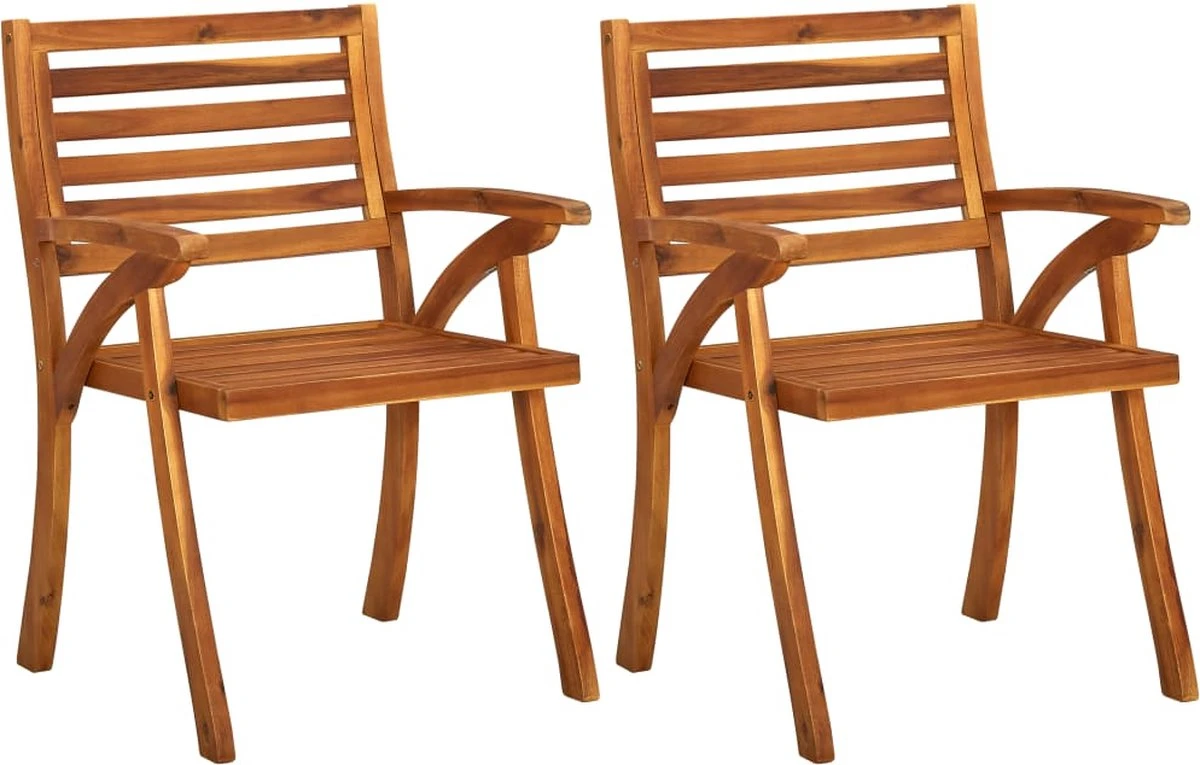 VidaLife Chaises De Jardin De Jardin 2 Pcs Avec Coussins En Bois D'acacia Massif 2 VidaLife Chaises De Jardin De Jardin 2 Pcs Avec Coussins En Bois D'acacia Massif – Image 2