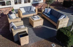 Meubles D' Outside | Bancs De Jardin Complets échafaudage Bois Set 7 Places| Ancien Look | Coussins Anthracite -Jardin Meubles Magasin 1200x766 4