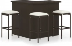 Prolenta Premium - Ensemble De Bar De Jardin 4 Pièces Avec Coussins Poly Rotin Marron