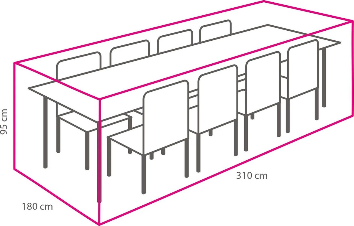 DistriCover Housse Pour Ensemble De Jardin Avec 8/10 Chaises 310x180x95 (lxlxh) Qualité Premium - Avec 2 Ans De Garantie 3 DistriCover Housse Pour Ensemble De Jardin Avec 8/10 Chaises 310x180x95 (lxlxh) Qualité Premium - Avec 2 Ans De Garantie – Image 3