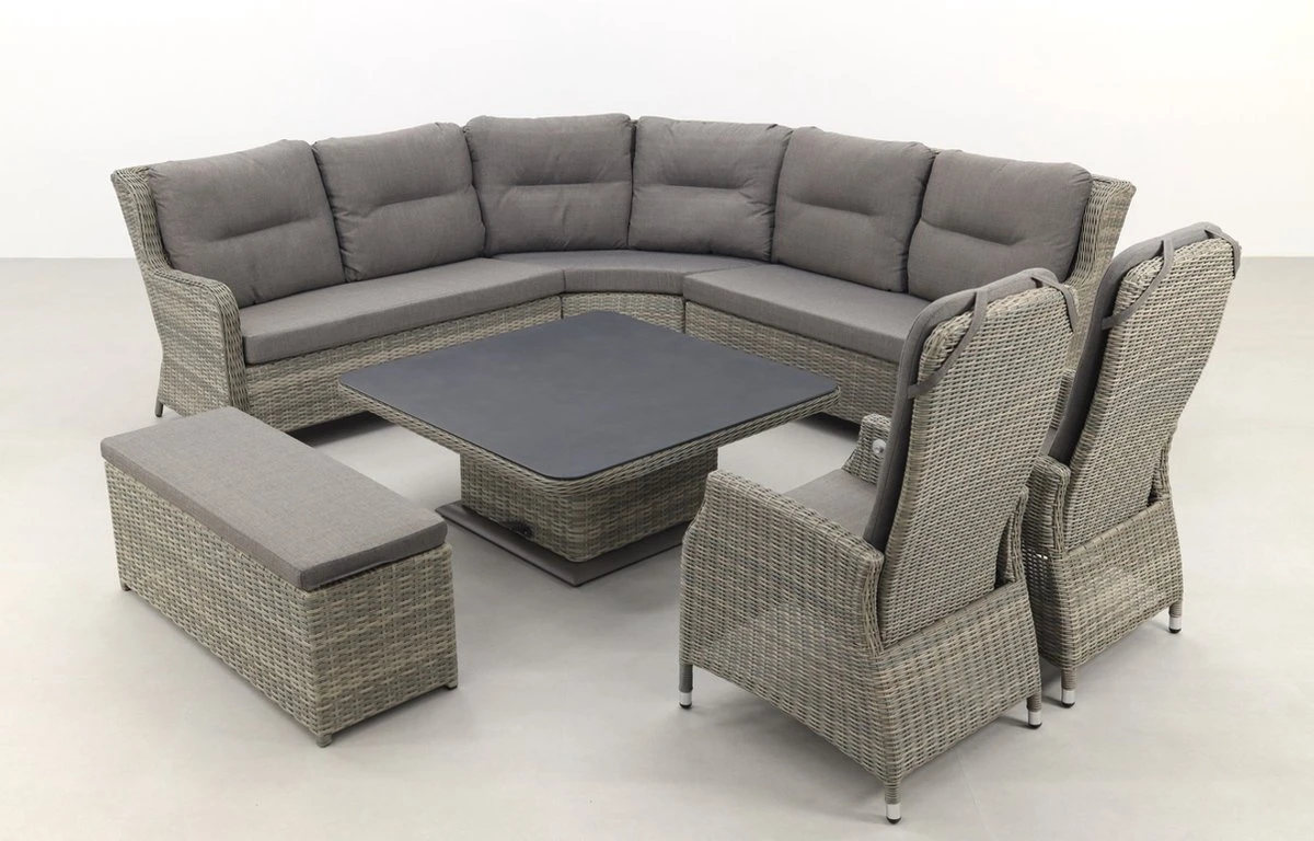 Ensemble De Salle à Manger Lounge Sandigo Avec Canapé D'appoint + 2x Chaise De Jardin Réglable 6 Ensemble De Salle à Manger Lounge Sandigo Avec Canapé D'appoint + 2x Chaise De Jardin Réglable – Image 6