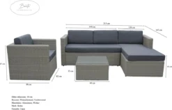 Belito® Ibiza Lounge Set Wicker - Ensemble De Jardin 4 Personnes - Résistant Aux Intempéries - Coussins Gris Hydrofuges - Incl. Fauteuil Lounge Et Table Basse - Poly -Jardin Meubles Magasin 1200x769 5
