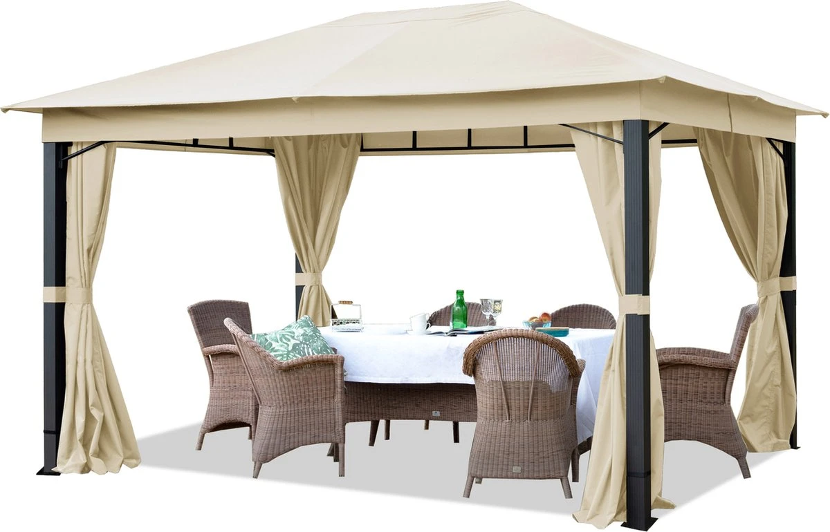 Pavillon De Jardin 3x4 M Aluminium Premium Environ 220 G/m² Bâche De Toit Pavillon étanche 4 Parois Latérales Tente De Jardin Crème Environ 9x9 Cm Profilé 1 Pavillon De Jardin 3x4 M Aluminium Premium Environ 220 G/m² Bâche De Toit Pavillon étanche 4 Parois Latérales Tente De Jardin Crème Environ 9x9 Cm Profilé