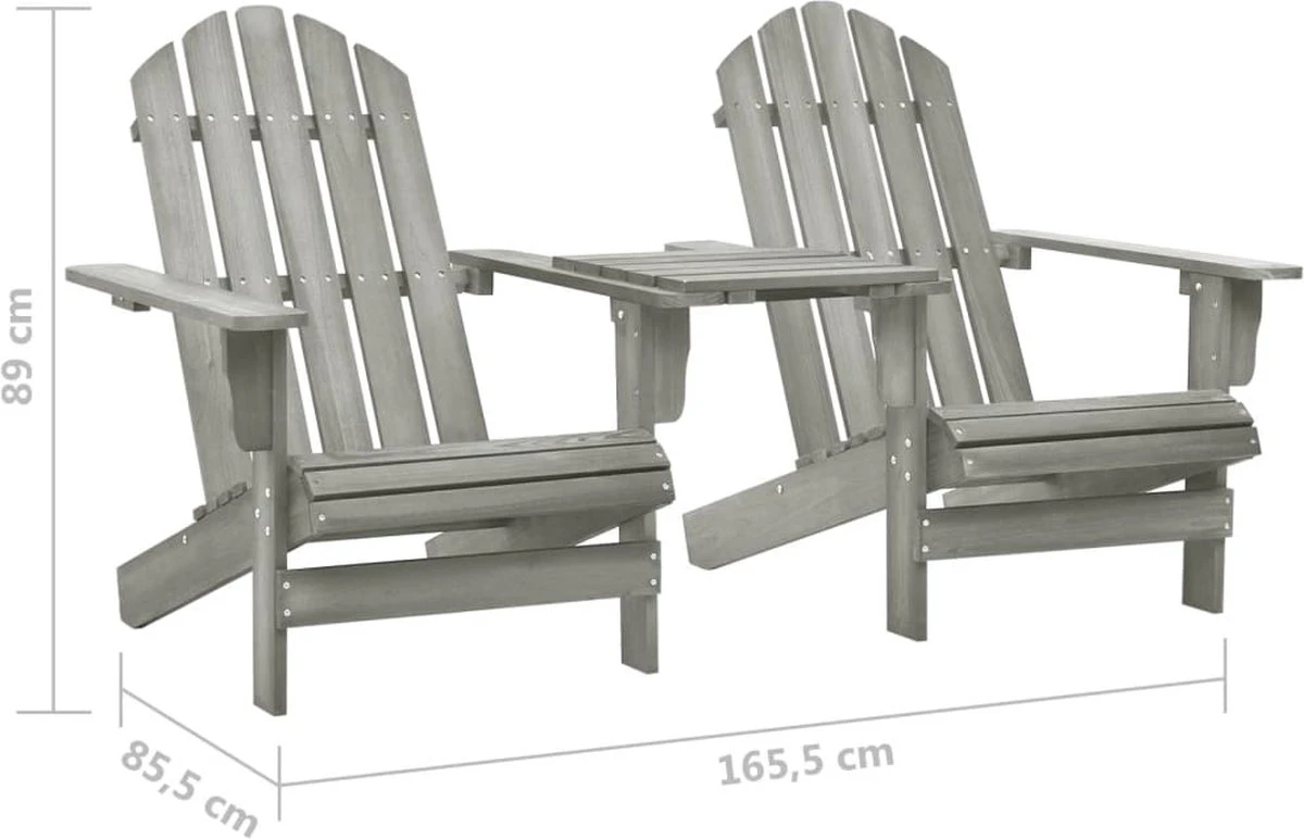 Prolenta Premium - Chaises De Jardin De Jardin Adirondack Avec Table Pin Massif Gris 6 Prolenta Premium - Chaises De Jardin De Jardin Adirondack Avec Table Pin Massif Gris – Image 6