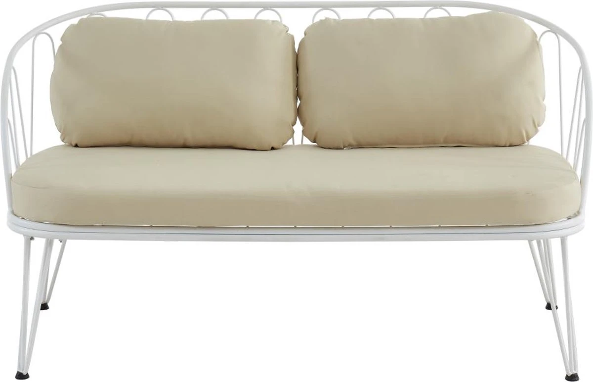 MYLIA Salon De Jardin En Métal : 1 Canapé 2 Places, 2 Fauteuils Et 1 Table Basse - Wit - ARLESAN L 138 Cm X H 77,5 Cm X P 68 Cm 5 MYLIA Salon De Jardin En Métal : 1 Canapé 2 Places, 2 Fauteuils Et 1 Table Basse - Wit - ARLESAN L 138 Cm X H 77,5 Cm X P 68 Cm – Image 5