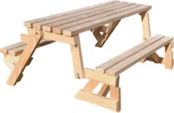 Banc Et Table De Pique-nique 2 En 1 Pliant Modèle Douglas Bois 3-6 Personnes / Livré Entièrement Assemblé!