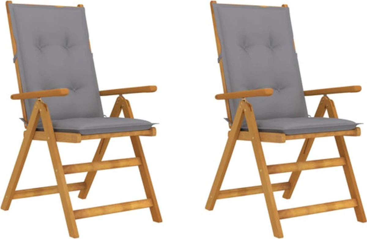 VidaXL Chaises De Jardin De Jardin 2 Pièces Réglables Avec Coussins En VidaXL Massif 1 VidaXL Chaises De Jardin De Jardin 2 Pièces Réglables Avec Coussins En VidaXL Massif