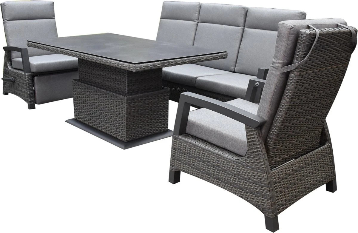 Dallas Chaise Canapé Salle à Manger Ensemble De Salon 4 Pièces Table Réglable Anthracite 1 Dallas Chaise Canapé Salle à Manger Ensemble De Salon 4 Pièces Table Réglable Anthracite