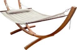 AXI Hawaï Hamac Double XXL - Hamac 2 Personnes En Beige Avec Support En Bois - Pour L’extérieur Pour Jardin, Terrasse, Balcon