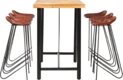 Prolenta Premium - Ensemble De Bar 7 Pièces En Bois De Sesham Massif Et Cuir Véritable -Jardin Meubles Magasin 1200x785