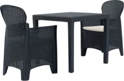 La Dolce Vita - Salon De Jardin 3 Pièces - Salon De Terrasse - Salon De Jardin Avec Chaises Et Table - Salon De Plein Air Aspect Rotin Plastique Anthracite -Jardin Meubles Magasin 1200x786 3
