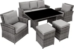 Tectake - Ensemble De Sièges De Luxe En Osier Miami 3+2+1 Noir/anthracite - 404808 -Jardin Meubles Magasin 1200x791 3