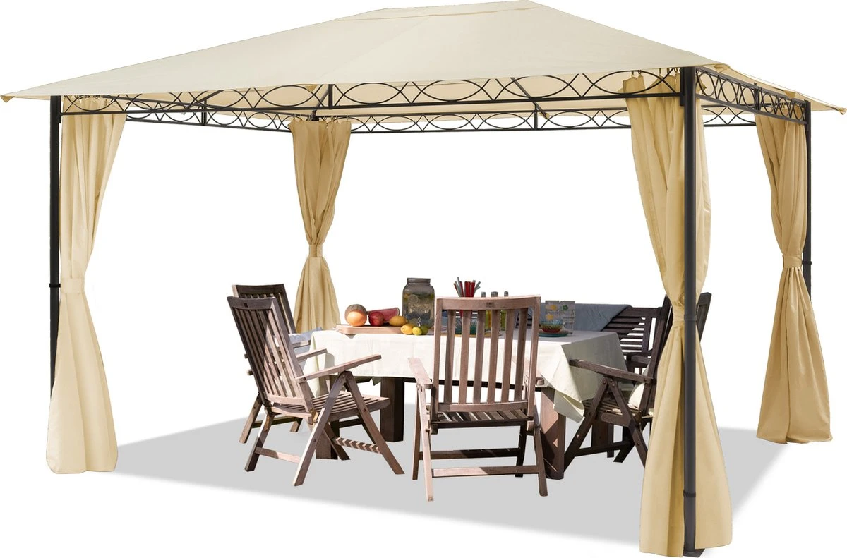 Pavillon De Jardin Pavillon étanche 3x4 M Avec 4 Parois Latérales Tente De Jardin 180 G / M² Couverture De Toit En Tente De Fête Crème 1 Pavillon De Jardin Pavillon étanche 3x4 M Avec 4 Parois Latérales Tente De Jardin 180 G / M² Couverture De Toit En Tente De Fête Crème