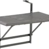 HN® 60 X 65 X 40 Cm - Table Pliante Balcon - Balustrade De Table - Table Suspendue Gris Anthracite Résistant Aux Intempéries - En Métal Extensible Avec Couvercle En Plastique