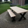 Table à Manger Industrielle Douglas 300cm Avec Structure En X Noir Mat Pour Une Utilisation Intérieure Et Extérieure