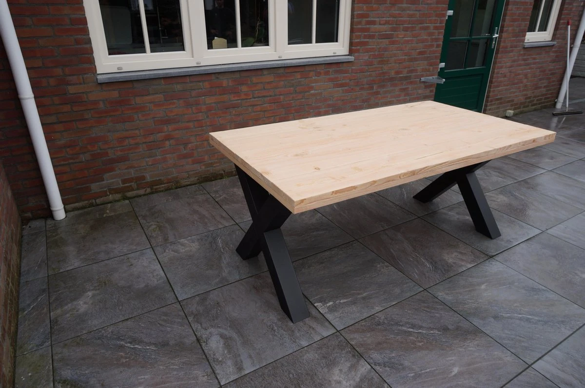 Table à Manger Industrielle Douglas 240cm Avec Structure En X Noir Mat Pour Usage Intérieur Et Extérieur 4 Table à Manger Industrielle Douglas 240cm Avec Structure En X Noir Mat Pour Usage Intérieur Et Extérieur – Image 4