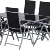 Outsunny Mobilier De Jardin De Jardin 7 Pièces Salon De Jardin Groupe De Sièges Salle à Manger Chaise Pliante En Aluminium TEXTILENE 84B-097
