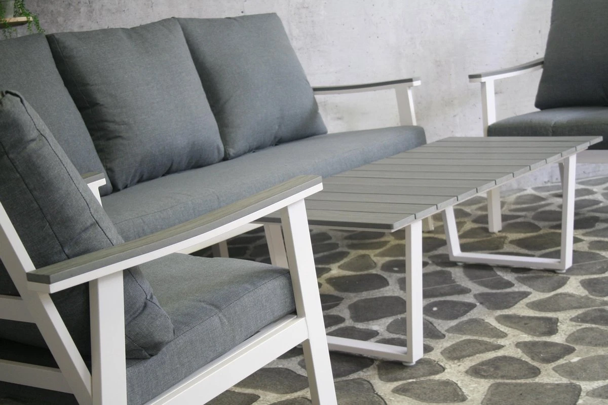 Ensemble SenS-line Dublin Lounge - Wit - Aluminium - Garantie 2 Ans - Ensemble D'angle - Ensemble De Jardin - Exclusif - Comprend Deux Chaises - Ligne De La Merk SenS 4 Ensemble SenS-line Dublin Lounge - Wit - Aluminium - Garantie 2 Ans - Ensemble D'angle - Ensemble De Jardin - Exclusif - Comprend Deux Chaises - Ligne De La Merk SenS – Image 4