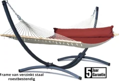 Hamac COLUMBIAN Avec Support - 2 Personnes - Structure En MÉTAL GALVANISÉ Jusqu'à 220 Kg - RÉSISTANT AUX INTEMPÉRIES - Grande Panama