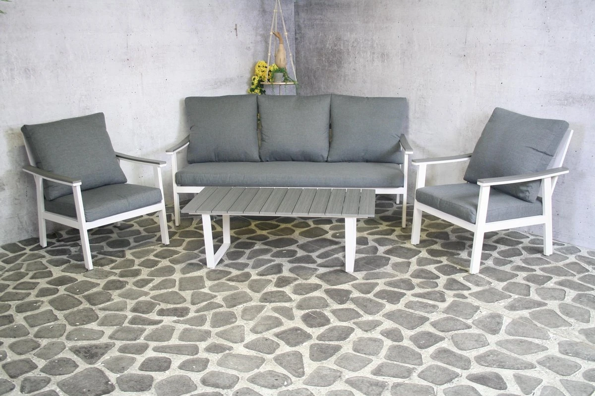 Ensemble SenS-line Dublin Lounge - Wit - Aluminium - Garantie 2 Ans - Ensemble D'angle - Ensemble De Jardin - Exclusif - Comprend Deux Chaises - Ligne De La Merk SenS 7 Ensemble SenS-line Dublin Lounge - Wit - Aluminium - Garantie 2 Ans - Ensemble D'angle - Ensemble De Jardin - Exclusif - Comprend Deux Chaises - Ligne De La Merk SenS – Image 7