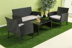 Borvat® | Mobilier De Jardin | Ensemble De Jardin | Mobilier De Jardin | Noir | Tissé | Coussins Crème | Mobilier De Jardin | Ensemble Salon 4 Places | -Jardin Meubles Magasin 1200x800 106