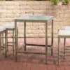 Table De Bar De Luxe Avec Chaises De Bar - Crème / Blanc - Mobilier De Jardin - Rotin - Set De 4 Tabourets De Bar - Bar De Jardin - Intérieur Et Extérieur - Résistant Aux Intempéries - 4 Personnes