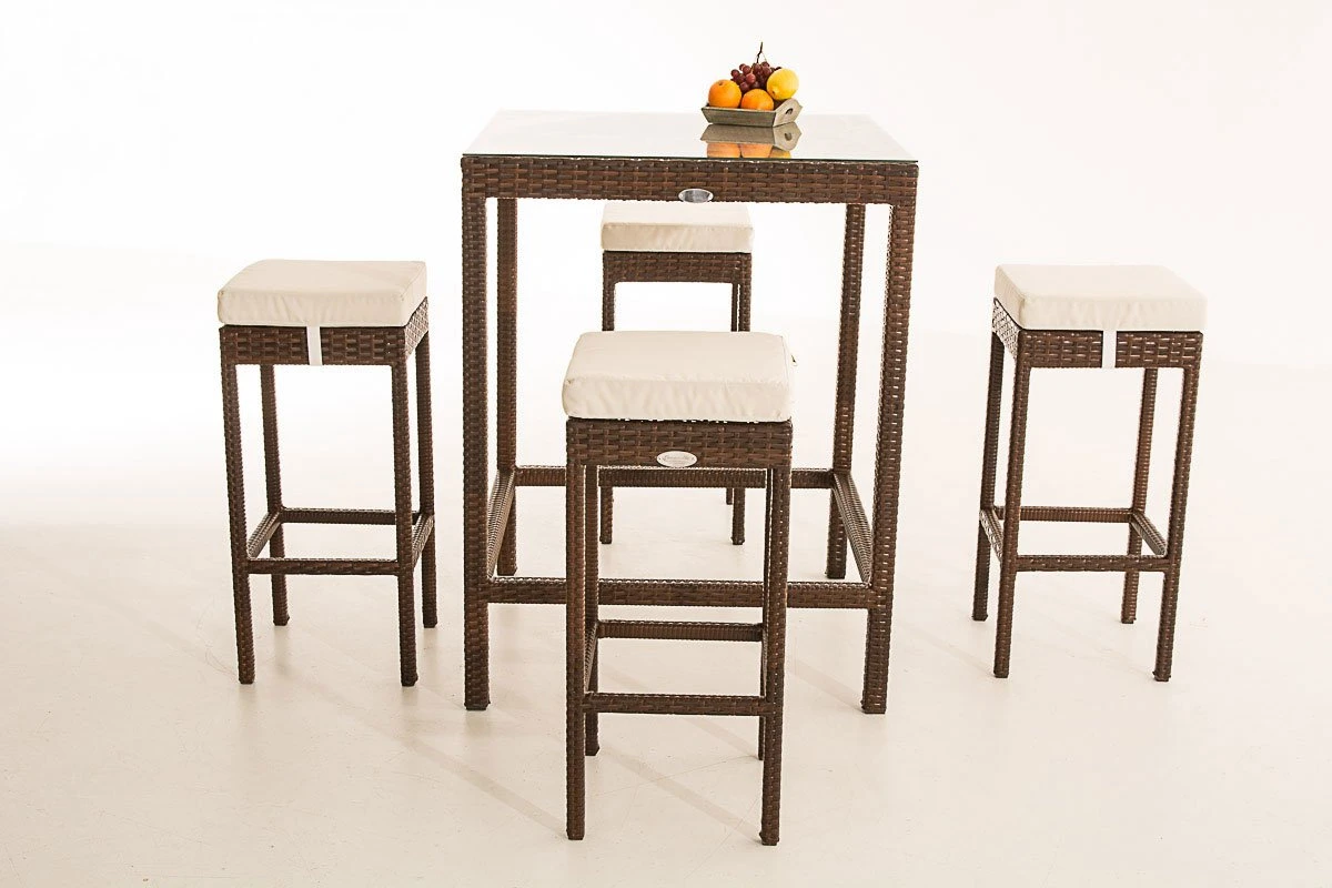 Bar De Jardin Rotin - Table De Bar Avec Tabourets - Intérieur Et Extérieur - Résistant Aux Intempéries - Salon De Mobilier De Jardin - Ensemble De Bar De Jardin - 4 Personnes 4 Bar De Jardin Rotin - Table De Bar Avec Tabourets - Intérieur Et Extérieur - Résistant Aux Intempéries - Salon De Mobilier De Jardin - Ensemble De Bar De Jardin - 4 Personnes – Image 4