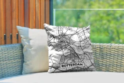 Coussin De Jardin - Plan De La Ville - Rotterdam - Grijs - Wit - 40x40 Cm - Résistant Aux Intempéries -Jardin Meubles Magasin 1200x800 133