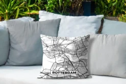 Coussin De Jardin - Plan De La Ville - Rotterdam - Grijs - Wit - 40x40 Cm - Résistant Aux Intempéries -Jardin Meubles Magasin 1200x800 134