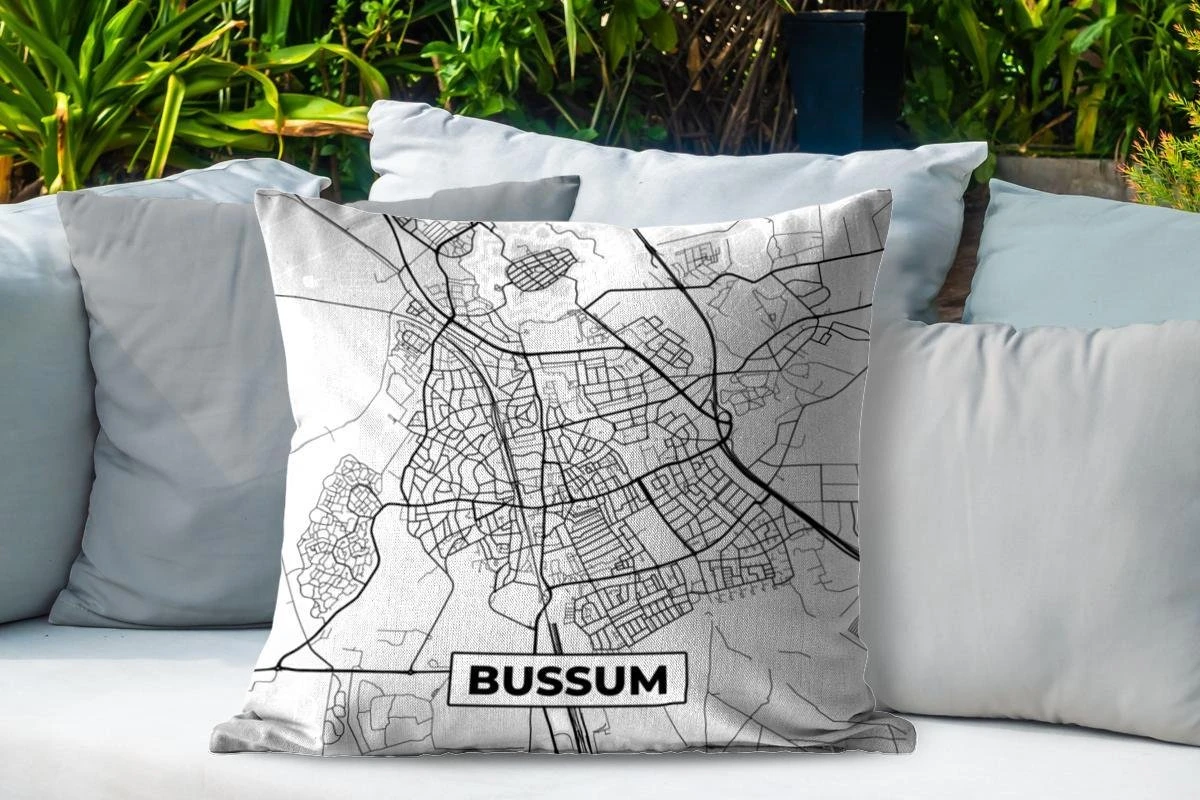 Sierkussen Extérieur - Plan De La Ville - Bussum - Grijs - Wit - 60x60 Cm - Résistant Aux Intempéries 4 Sierkussen Extérieur - Plan De La Ville - Bussum - Grijs - Wit - 60x60 Cm - Résistant Aux Intempéries – Image 4