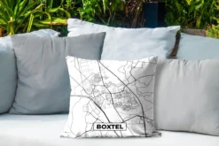 Coussin D'extérieur - Carte - Boxtel - Zwart - Wit - 45x45 Cm - Résistant Aux Intempéries -Jardin Meubles Magasin 1200x800 154