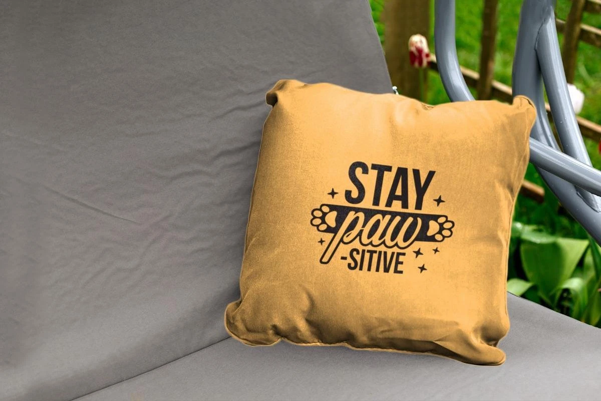 Coussins D'extérieur - Jardin - Décoration Murale Orange Quote Stay Paw-sitive - 45x45 Cm 2 Coussins D'extérieur - Jardin - Décoration Murale Orange Quote Stay Paw-sitive - 45x45 Cm – Image 2