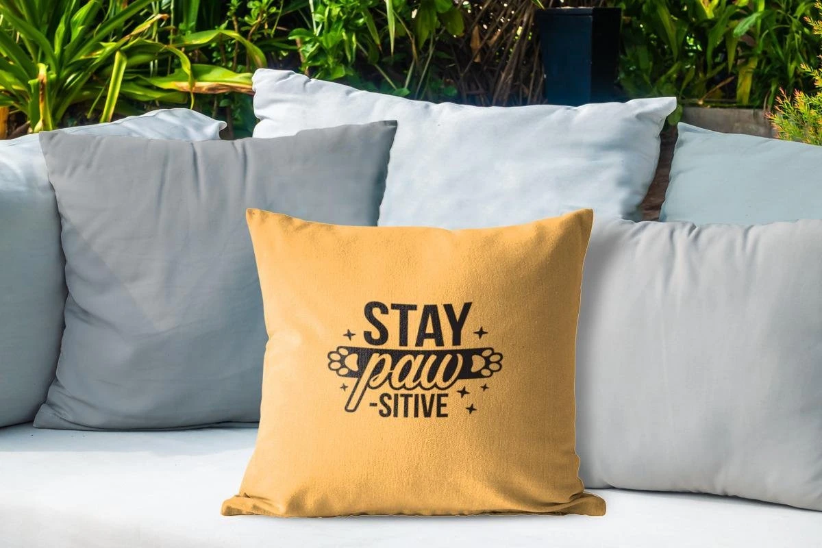 Coussins D'extérieur - Jardin - Décoration Murale Orange Quote Stay Paw-sitive - 45x45 Cm 4 Coussins D'extérieur - Jardin - Décoration Murale Orange Quote Stay Paw-sitive - 45x45 Cm – Image 4