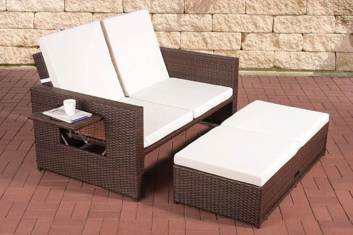 CLP ANCONA - Canapé Lounge - Poly Rotin - Coloris Rotin: Marron-melange, Résistance 1,25 Mm, Revêtement: Blanc Cassé 1 CLP ANCONA - Canapé Lounge - Poly Rotin - Coloris Rotin: Marron-melange, Résistance 1,25 Mm, Revêtement: Blanc Cassé