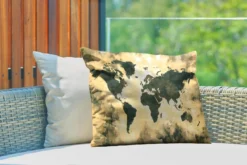 Coussins D'extérieur - Jardin - Wereldkaart Avec Peinture Couleur Gris Foncé Et Sable Sur Fond Texturé - 60x40 Cm -Jardin Meubles Magasin 1200x800 193