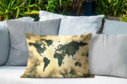 Coussins D'extérieur - Jardin - Wereldkaart Avec Peinture Couleur Gris Foncé Et Sable Sur Fond Texturé - 60x40 Cm -Jardin Meubles Magasin 1200x800 194