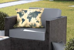 Coussins D'extérieur - Jardin - Wereldkaart Avec Peinture Couleur Gris Foncé Et Sable Sur Fond Texturé - 60x40 Cm -Jardin Meubles Magasin 1200x800 195