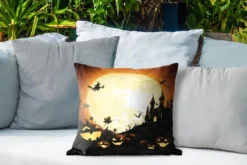 Coussins D'extérieur - Jardin - Une Illustration D'un Château Avec Des Sorcières Et Des Citrouilles Pendant Halloween - 45x45 Cm -Jardin Meubles Magasin 1200x800 198
