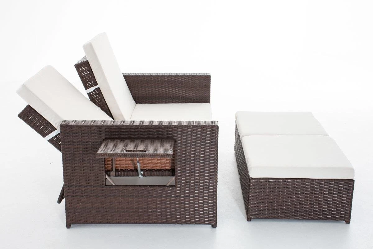 CLP ANCONA - Canapé Lounge - Poly Rotin - Coloris Rotin: Marron-melange, Résistance 1,25 Mm, Revêtement: Blanc Cassé 4 CLP ANCONA - Canapé Lounge - Poly Rotin - Coloris Rotin: Marron-melange, Résistance 1,25 Mm, Revêtement: Blanc Cassé – Image 4