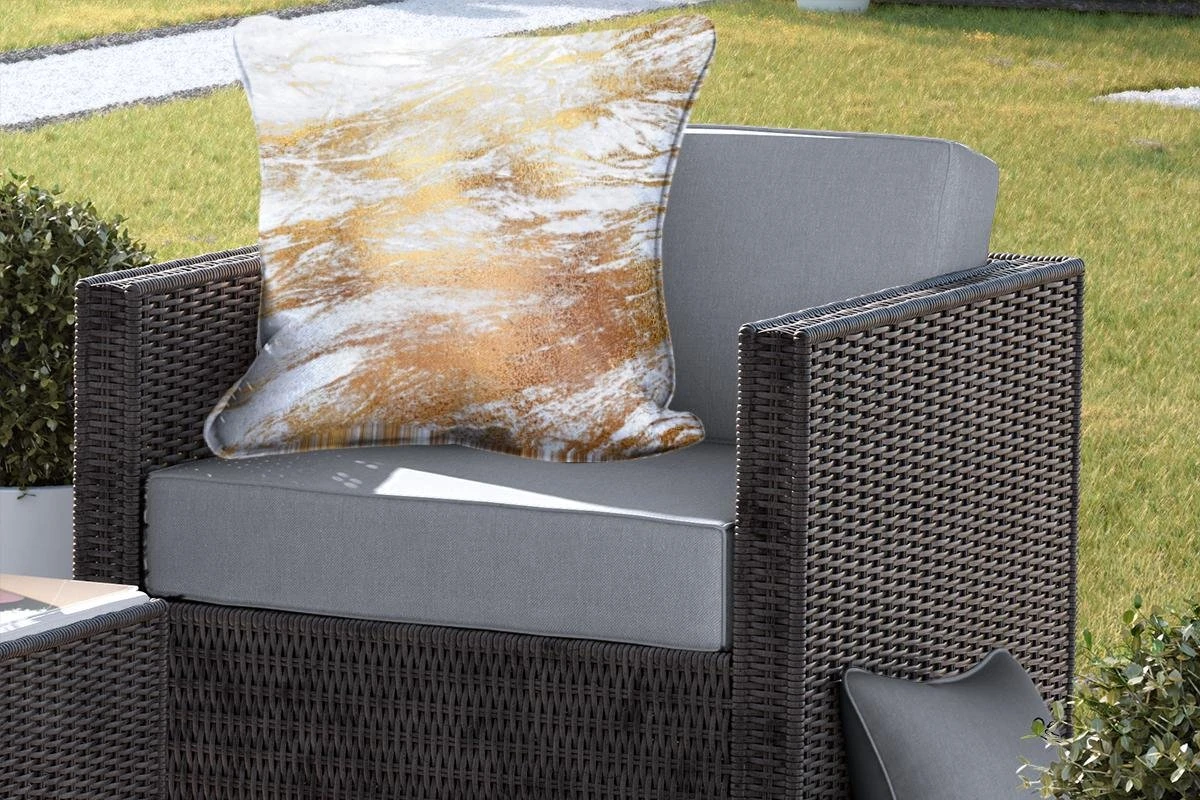 Sierkussen D'extérieur - Marbre - Motifs - Or - Wit - 60x60 Cm - Résistant Aux Intempéries 5 Sierkussen D'extérieur - Marbre - Motifs - Or - Wit - 60x60 Cm - Résistant Aux Intempéries – Image 5
