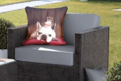 Coussins D'extérieur - Jardin - Bouledogue Français Avec Un Cupcake Sur La Tête - 50x50 Cm -Jardin Meubles Magasin 1200x800 219