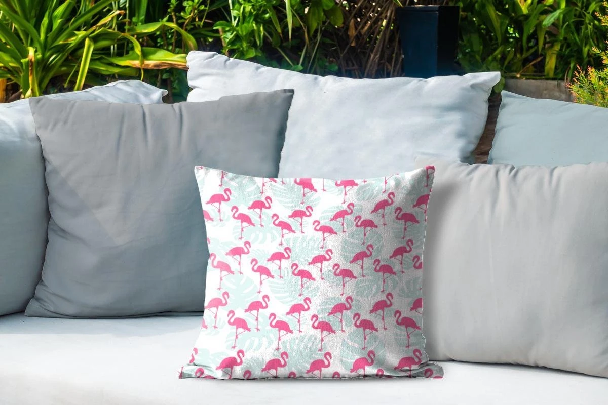 Coussin De Jardin - Flamingo - Feuilles - Été - 40x40 Cm - Résistant Aux Intempéries 4 Coussin De Jardin - Flamingo - Feuilles - Été - 40x40 Cm - Résistant Aux Intempéries – Image 4