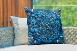 Coussins D'extérieur - Jardin - Motif Carré Avec Un Mandala Détaillé Sur Fond Bleu Foncé - 60x60 Cm -Jardin Meubles Magasin 1200x800 253