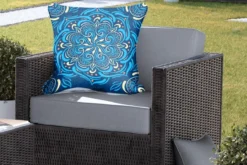 Coussins D'extérieur - Jardin - Motif Carré Avec Un Mandala Détaillé Sur Fond Bleu Foncé - 60x60 Cm -Jardin Meubles Magasin 1200x800 255